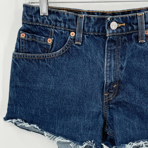 LEVI'S Vintage 1999 Denim Shorts SZ 7 Juniors / 27 High Waist Frayed Jean Shorts - Picture 3 of 8